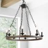 LNC Faux Wood Wagon Wheel Chandelier-8 Lights