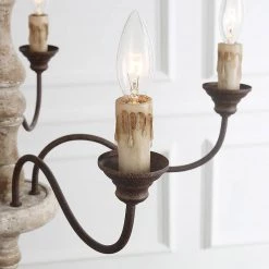 Hot Sale LNC Simple Wooden Chandelier - 5 Lights