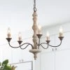 Hot Sale LNC Simple Wooden Chandelier - 5 Lights