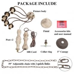 Hot Sale LNC Simple Wooden Chandelier - 5 Lights