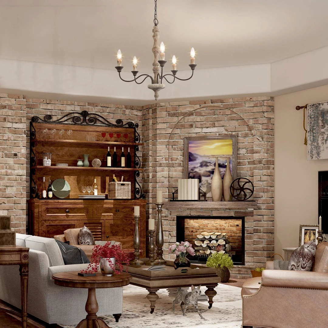 LNC Simple Wooden Chandelier - 5 Lights-Open Box 11 LNC Simple Wooden Chandelier - 5 Lights-Open Box