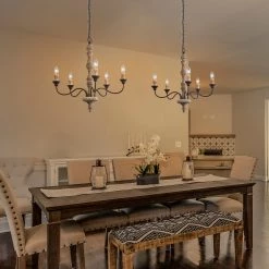 LNC Simple Wooden Chandelier - 5 Lights-Open Box 20 LNC Simple Wooden Chandelier - 5 Lights-Open Box