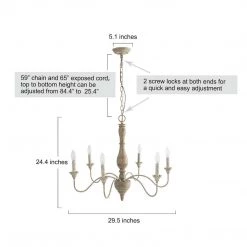 LNC Simple Wooden French Chandelier - 6 Lights