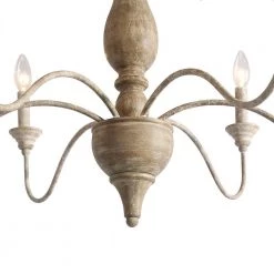LNC Simple Wooden French Chandelier - 6 Lights