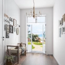 LNC Simple Wooden French Chandelier - 6 Lights