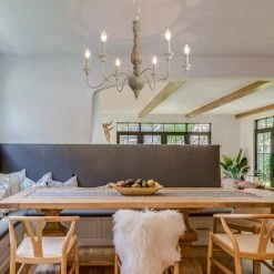 LNC Simple Wooden French Chandelier - 6 Lights