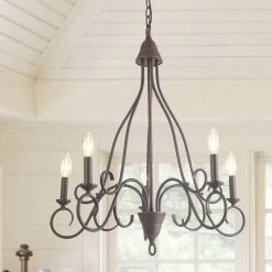 Hot Sale LNC Transitional Rustic Metal Chandeliers - 5 Lights