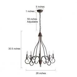 Hot Sale LNC Transitional Rustic Metal Chandeliers - 5 Lights