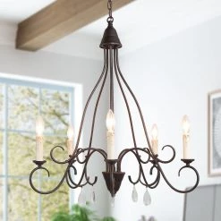 Lighting LNC Rustic Chandelier With Crystal Chandelier - 5 Lights-Clearance