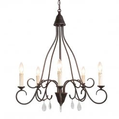 Lighting LNC Rustic Chandelier With Crystal Chandelier - 5 Lights-Clearance