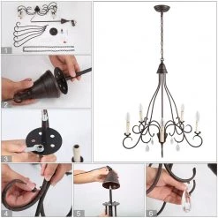 Lighting LNC Rustic Chandelier With Crystal Chandelier - 5 Lights-Clearance