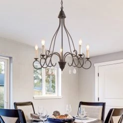 Lighting LNC Rustic Chandelier With Crystal Chandelier - 5 Lights-Clearance