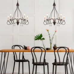 Lighting LNC Rustic Chandelier With Crystal Chandelier - 5 Lights-Clearance