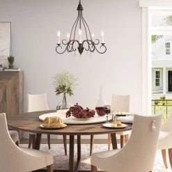 Lighting LNC Rustic Chandelier With Crystal Chandelier - 5 Lights-Clearance