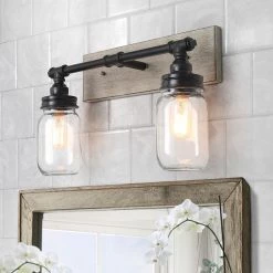 Hot Sale LNC Linear Mason Jar Sconce - 2 Lights