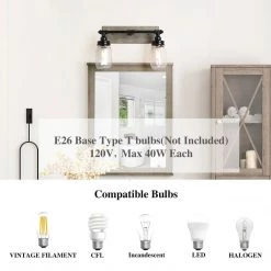 Hot Sale LNC Linear Mason Jar Sconce - 2 Lights