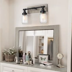 Hot Sale LNC Linear Mason Jar Sconce - 2 Lights