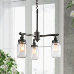 Hot Sale LNC Mason Jar Chandelier - 3 Lights