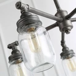 Lighting LNC Mason Jar Chandelier - 5 Lights-Open Box 20 Lighting LNC Mason Jar Chandelier - 5 Lights-Open Box