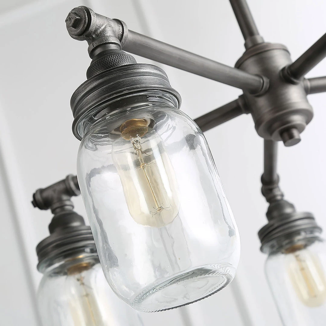 Lighting LNC Mason Jar Chandelier - 5 Lights-Open Box 11 Lighting LNC Mason Jar Chandelier - 5 Lights-Open Box