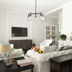 Lighting LNC Mason Jar Chandelier - 5 Lights-Open Box 15 Lighting LNC Mason Jar Chandelier - 5 Lights-Open Box