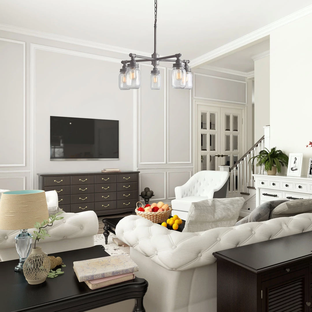 Lighting LNC Mason Jar Chandelier - 5 Lights-Open Box 6 Lighting LNC Mason Jar Chandelier - 5 Lights-Open Box