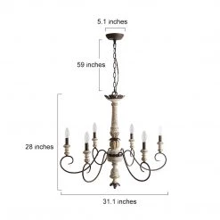 LNC Modern Weathered Wooden Chandelier - 6 Lights-Open Box Lighting