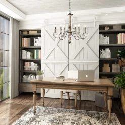 LNC Modern Weathered Wooden Chandelier - 6 Lights Hot Sale