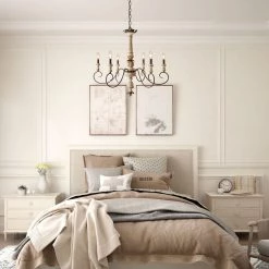 LNC Modern Weathered Wooden Chandelier - 6 Lights Hot Sale