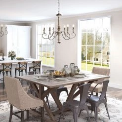 LNC Modern Weathered Wooden Chandelier - 6 Lights Hot Sale