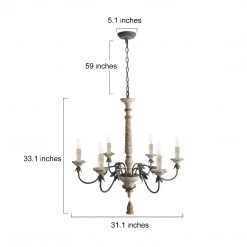 Hot Sale LNC Weathered Wooden Chandeliers- 6 Lights
