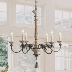 Lighting LNC Weathered Wooden Chandeliers- 6 Lights-Open Box