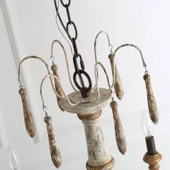 LNC Weathered Wooden Chandeliers- 6 Lights