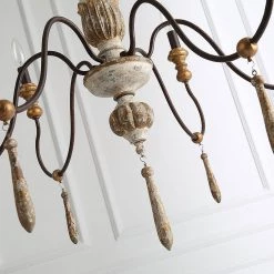 LNC Weathered Wooden Chandeliers- 6 Lights