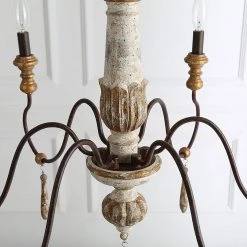 LNC Weathered Wooden Chandeliers- 6 Lights