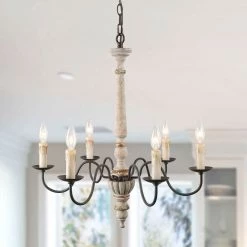 Hot Sale LNC Weathered Wooden Chandeliers - 6 Lights