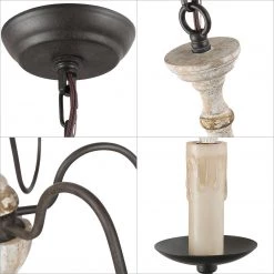 Hot Sale LNC Weathered Wooden Chandeliers - 6 Lights