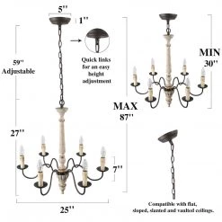 Hot Sale LNC Weathered Wooden Chandeliers - 6 Lights