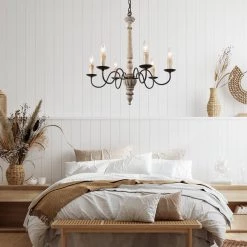 Hot Sale LNC Weathered Wooden Chandeliers - 6 Lights