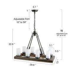LNC Linear Island Chandelier - 8 Lights-Open Box Lighting