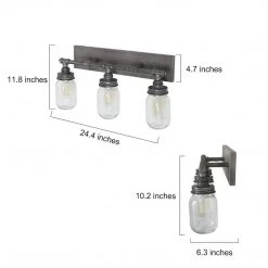 Lighting LNC Linear Mason Jar Sconce - 3 Lights-Open Box