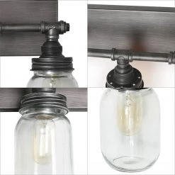 LNC Linear Mason Jar Sconce - 3 Lights Hot Sale