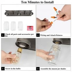 LNC Linear Mason Jar Sconce - 3 Lights Hot Sale