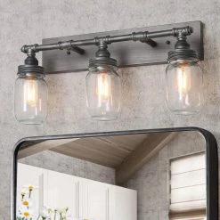 LNC Linear Mason Jar Sconce - 3 Lights Hot Sale