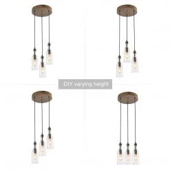 LNC Round Bottle Glass Pendant - 3 Lights