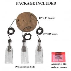 LNC Round Bottle Glass Pendant - 3 Lights