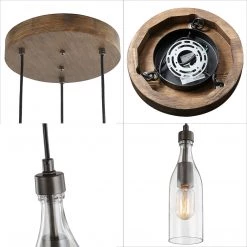 LNC Round Bottle Glass Pendant - 3 Lights
