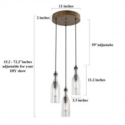 LNC Round Bottle Glass Pendant - 3 Lights