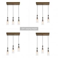 LNC Linear Bottle Glass Chandelier - 3 Lights-Open Box Lighting