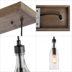 LNC Linear Bottle Glass Chandelier - 3 Lights-Open Box Lighting